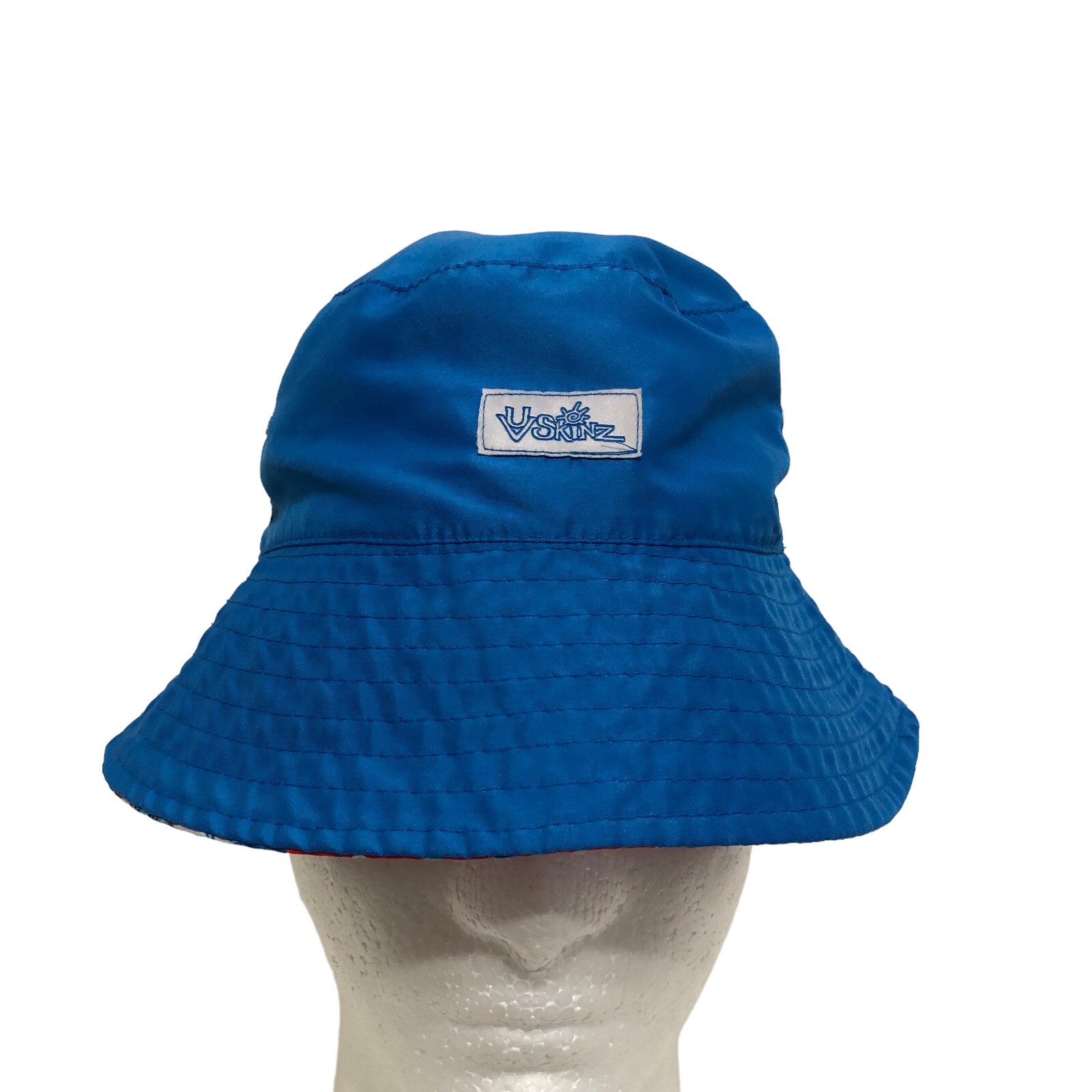 UV Skinz Bucket Hat Boys Size 1 Reversible Sun wear Blue Red SHARKS