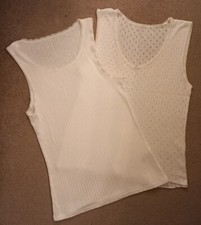 2 x Ladies Vest Tops (One M&S) Sleeveless White Size 12 Used