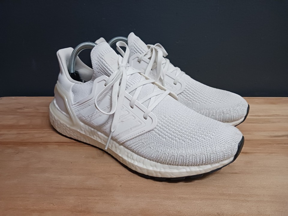Adidas Ultra Boost 20 Running Shoes Mens All White Athletic Comfort