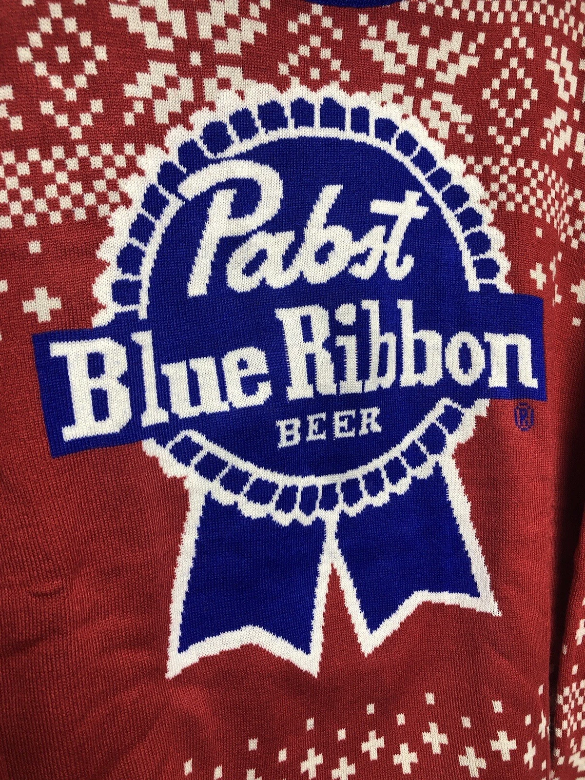 NWOT $60 Pabst Blue Ribbon PBR Beer Ugly Christmas Sweater Red Sz M