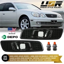 DEPO Smoke Front Bumper Side Markers For 1998-2005 Lexus GS300 / GS400 / GS430