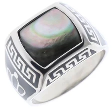 Unique Aztec style Conch Shell Mens Ring Stainless Steel Size 10 T23