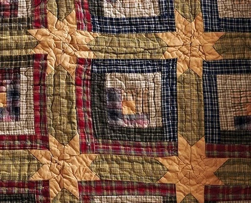 Green Quilted Patchwork Throw Country Primitive Tea Stain 50" x 60" Tea Cabin - Image 2 of 4