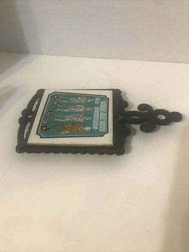 Vintage Cast Iron Ceramic Tile Trivet Japan There are more old drunkards - Picture 3 of 7