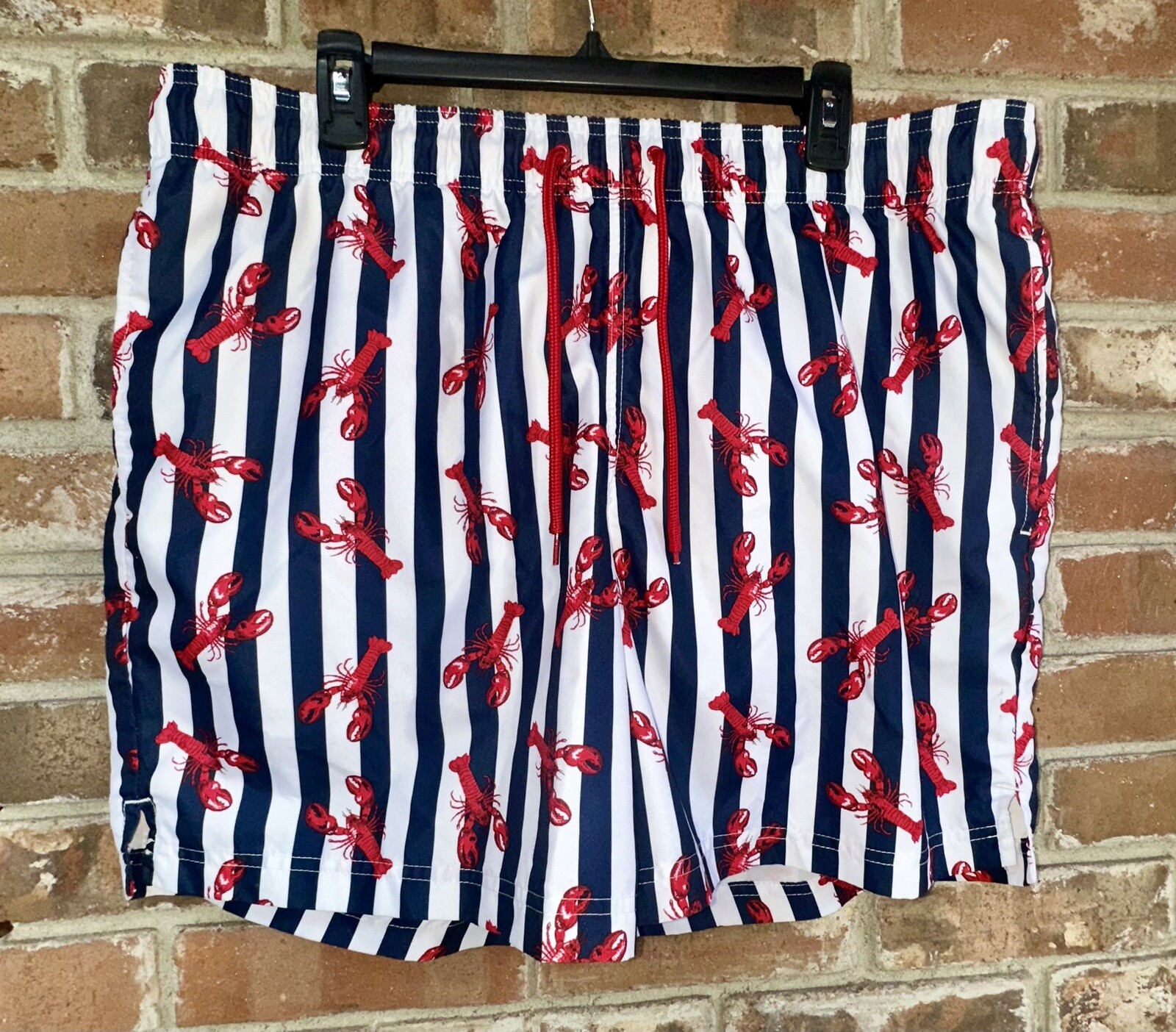 Mens Swim Trunks Shorts Size XL Lobster Bathing Suit Red White