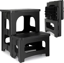 Folding 2 Step Stool, Non-Slip Collapsible Step Stool Adults and Kids 8" & 17"