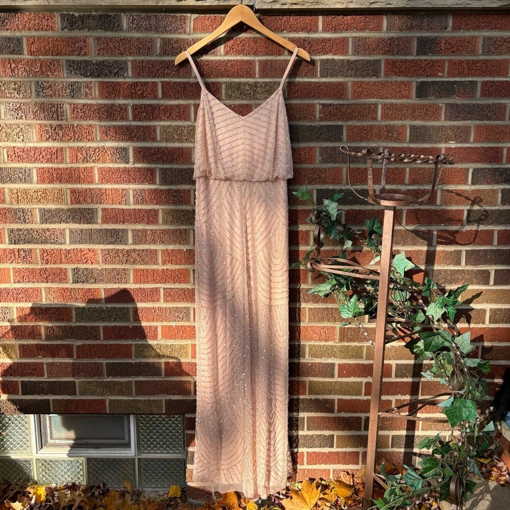 adrianna papell beaded spaghetti strap dress Adrianna Papell