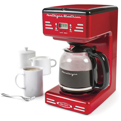 Nostalgia Retro 12 Cup Coffee Maker Red Programmable Drip Machine Filter
