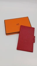 Authentic Hermes Leather Agenda Planner Notebook Cover red w/box