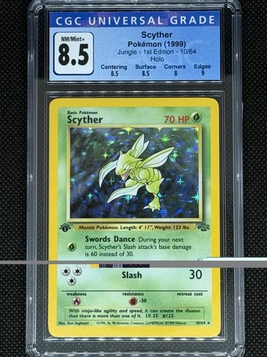 1999 Pokémon TCG 1st Edition Jungle Scyther Holo 10/64 CGC 8.5