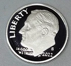2022 S Silver Proof Roosevelt Dime 10C .999 Fine 99.9%