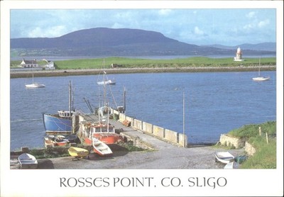 Rosses Point, Co. Sligo Irland malerischer Hafen Leuchtturm Boote Postkarte 2002