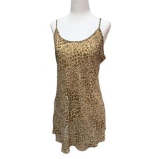 VTG Y2K 2000s Victoria's Secret Brown  Tan Animal Leopard Print Slip Dress