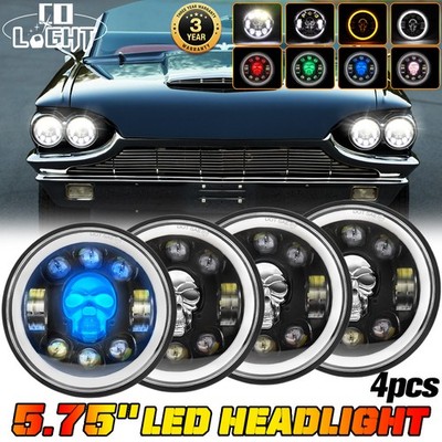 4PC 5.75'' 5-3/4'' RGB SKULL LED Headlights Sealed For Ford LTD Thunderbird Torino