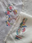 TWO VINTAGE  HAND EMBROIDERED IRISH LINEN TRAY CLOTHS