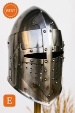 Crusader Knight Helmet: 18 Gauge Steel Medieval Templar Armor - Cosplay, LARP