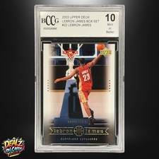 2003 Upper Deck LeBron James Above The Rim Box Set Rookie Card #22 BCCG 10 MINT. rookie card picture