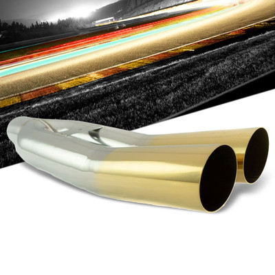 Megan 3'' Dual Tube Angled Cut Burnt Gold Universal VIP Blast Exhaust Muffler Tip