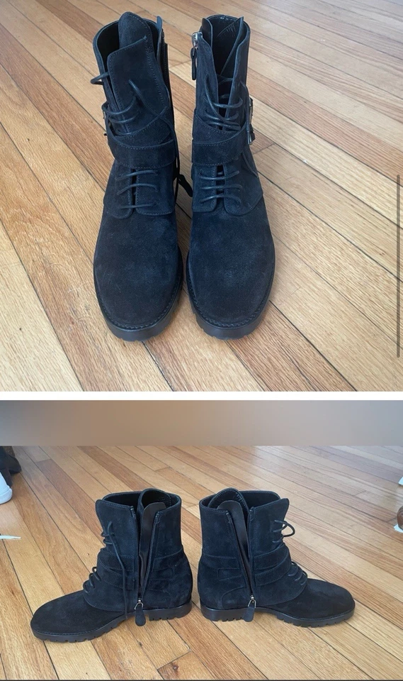 Manolo Blahnik Women's Black Tiniosa Suede Short Moto Boot Shoes Size 36 - Image 3 of 4