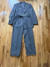 VTG Giorgio Armani Mani Italy 2 Pc Suit Men  s Sz 40R 32x31 Charcoal Pinstripe