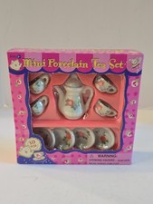 VTG Mini Porcelain Tea Set NEW In Original Box Flower Floral Kid Toy Girly
