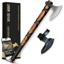 DEER EDGE VIKING AXE OF RAGNAR LOTHBROK HAND FORGED HIGH CARBON STEEL - BLACK