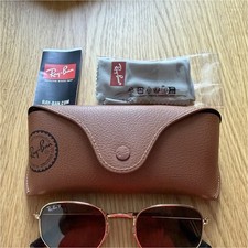 Ray-Ban Polarized Gold Metal Frame Brown Plastic Lens Geometric Men's Sunglasses