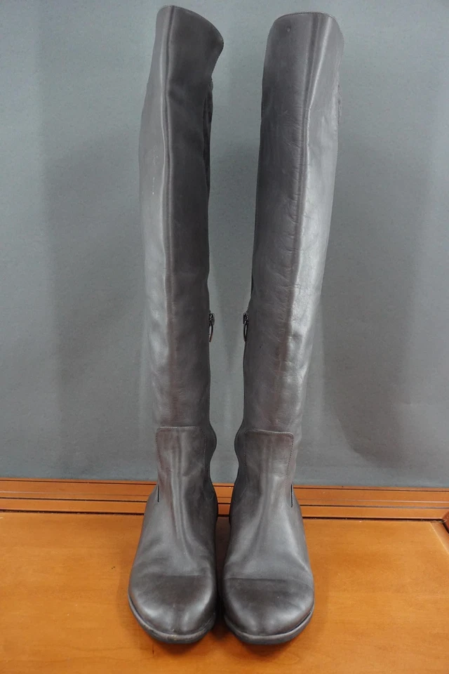 Женские сапоги Via Spiga Itala 9 темно-серые выше колена кожа замша боковая молния - Изображение 2 из 4