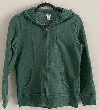 LL Bean Full-Zip Hoodie Sweatshirt Forest Green Heather Women Small