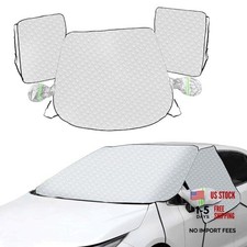 4-Layer Windshield Snow Cover for Ice UV Frost - Wiper Mirror Silver Tone