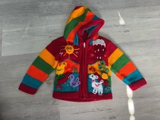 Peruvian Children  s Alpaca Wool Woven Cardigan Sweater With Vibrant Embroidery