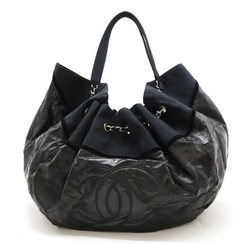 Bolso de Hombro Chanel Coco Cabas Mark Cadena Esmalte Nylon Lona Negro GZl14veo - Imagen 2 de 8