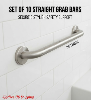 ASI Snap Flange 36'' Smooth Straight Grab Bar 1-1/4'' O.D. Set of 10