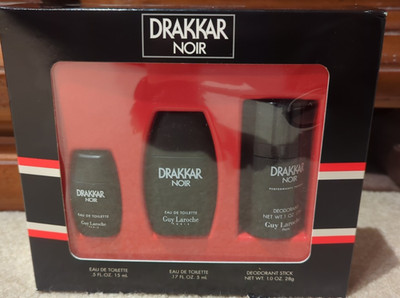 NIB Guy Laroche Paris Drakkar Noir 3 PC Gift Set- 0.5 & 0.17 oz EDT, Deodorant