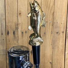 Bass Fishing Beer Tap Handle Fisherman Hunter Fish Vtg Gold Heavy Metal Trophy
