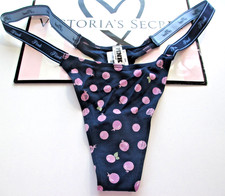 VICTORIA'S SECRET PINK Cotton High Leg Micro Thong Panty VS Blue Blueberries S L