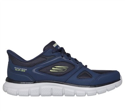 Skechers Hands Free Slipper Schuh für Herren - Track Ezral in Navy/Lime, 8-13 Größen