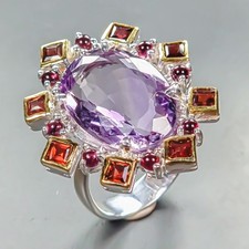 Jewelry gift 17 ct Natural Amethyst Ring 925 Sterling Silver Size 8 /R450143