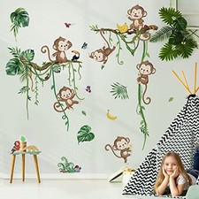 Jungle Monkeylimbing Tree Wall Decals Jungle Animals Vine Leaves Wall C
