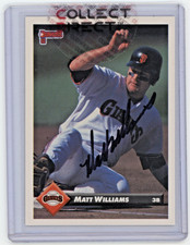 1993 Donruss Matt Williams San Francisco Giants Autographed Baseball Card #182