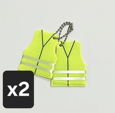 2x Reflective PVC Safety Vest Keychains Night Visibility Keyring Tags Yellow