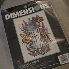 Vtg Dimensions Butterfly Home Counted Cross Stitch 5x7 Craft Kit 6720 USA 1996