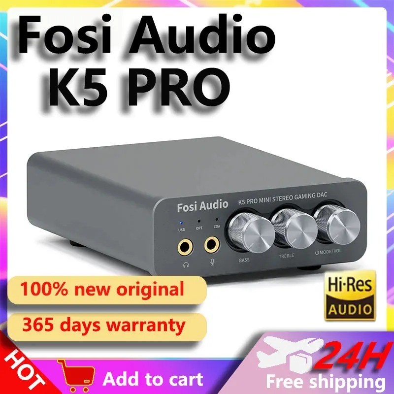 Fosi Audio K5 Pro DAC Amp Headphone Amplifier for Gaming PS5/ PC/Active Speakers