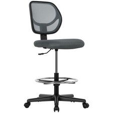 Vinsetto Swivel Mesh Office Chair w/ Adjustable Footrest, Grey, Refurbished