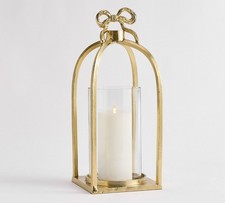 NEW Pottery Barn LoveShackFancy Figural Brass Ribbon Lantern Medium - 20" H