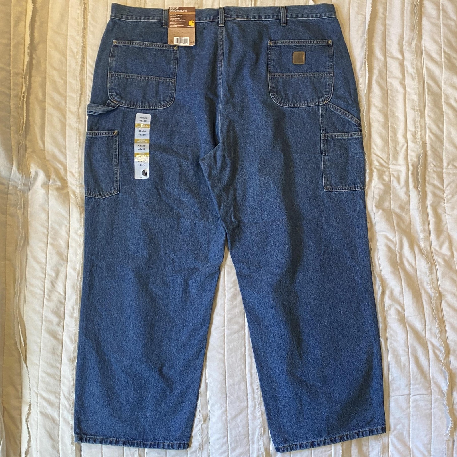 Carhartt Jeans Mens 48x30 Blue Loose Original Fit Work Dungaree Denim B13 Rugged thumbnail 2
