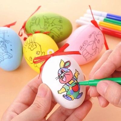 4 PCS Handmade Cartoon Painted Easter Eggs Children''s Educational Toys, Random