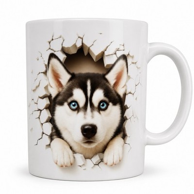 Husky Tasse personalisiert mit Wunschname   Geschenk für Hundebesitzer Frauchen