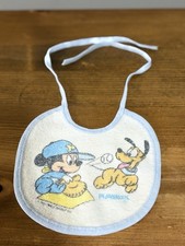 Vintages 80s Disney Mickey Mouse Pluto terry cloth Baby Bib with tie closure