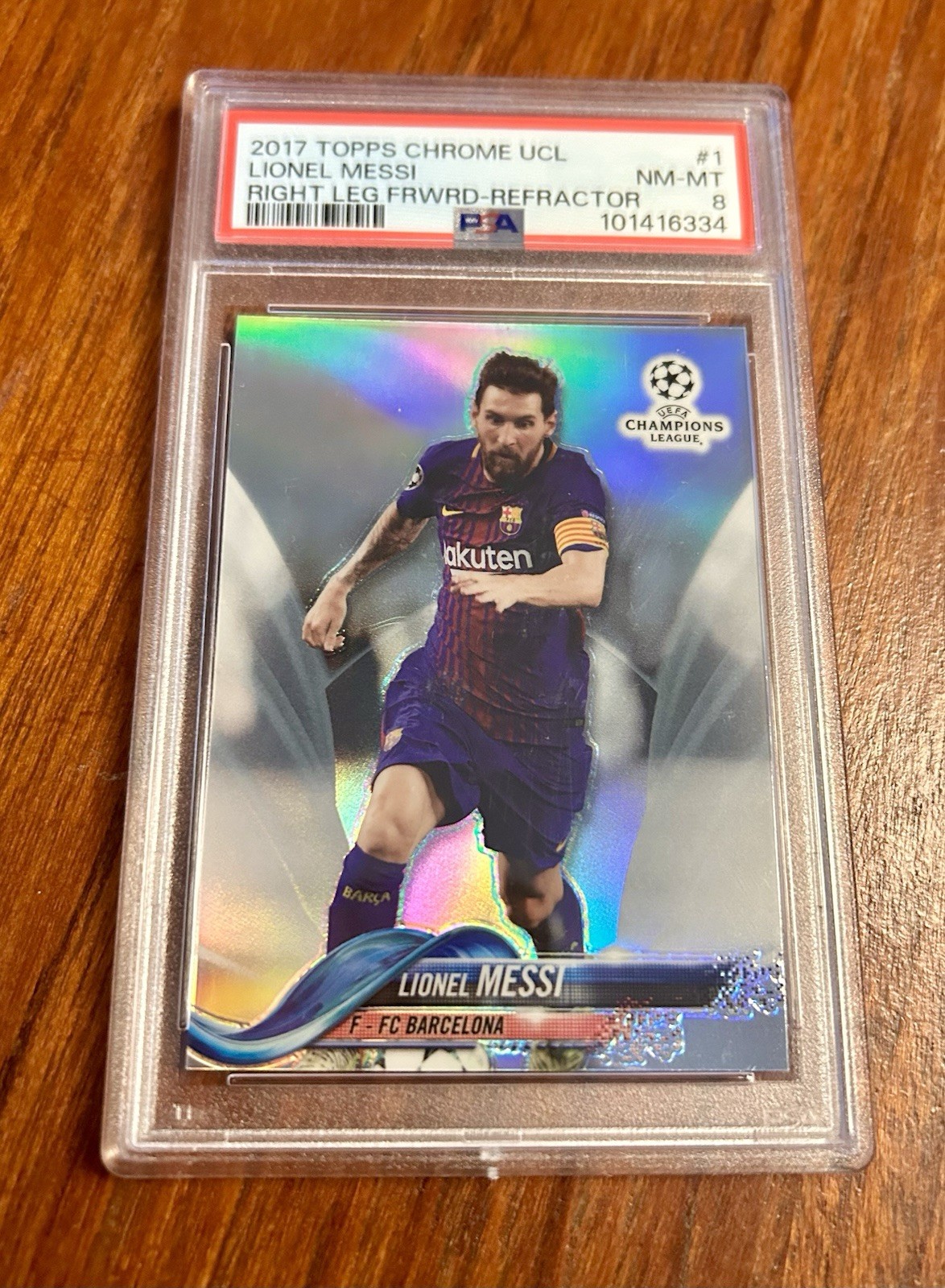 2017-18 Topps Chrome UEFA Champions League - Lionel Messi #1 Refractor - PSA 8